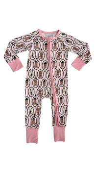 Howl-o-ween Pups Pink Zipper Romper