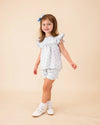 Blue Hydrangea Knit Shorts Set