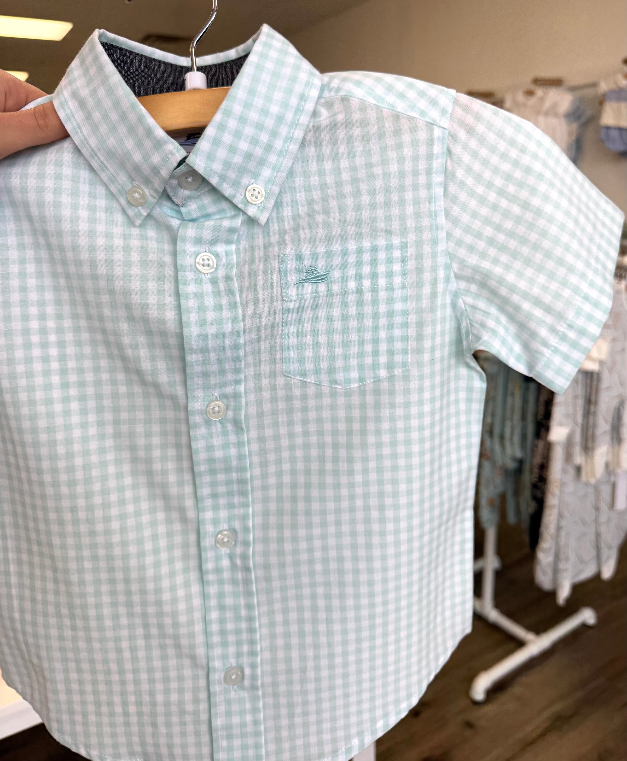 Soft Blue Plaid Dress Shirt