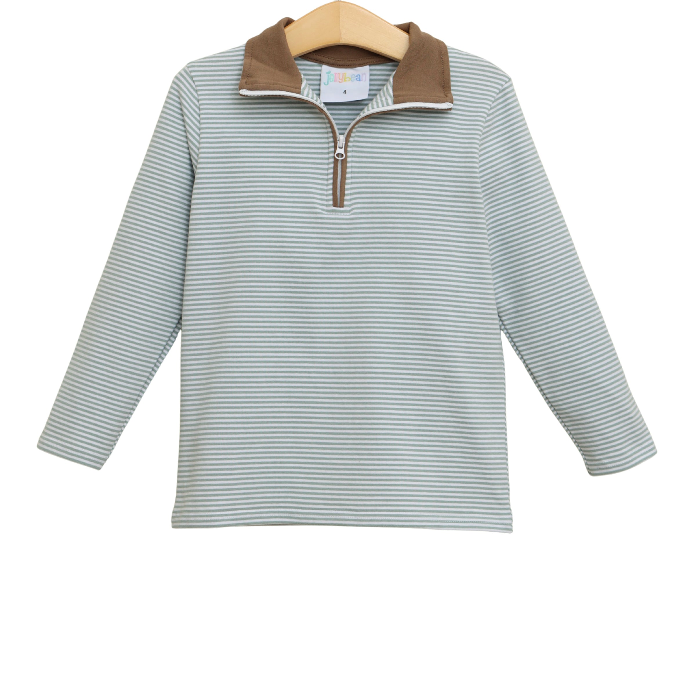 Evan Pullover - Dusty Sage Stripe/Light Brown