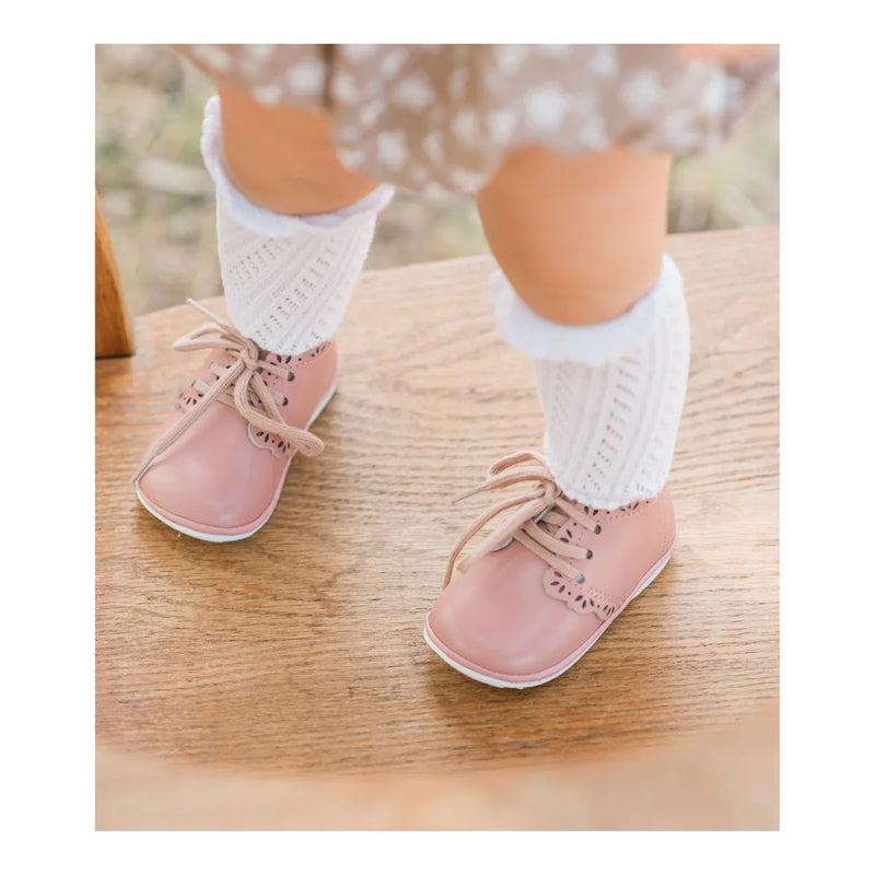 Bella Scalloped Bootie (Baby) in Vintage Rose
