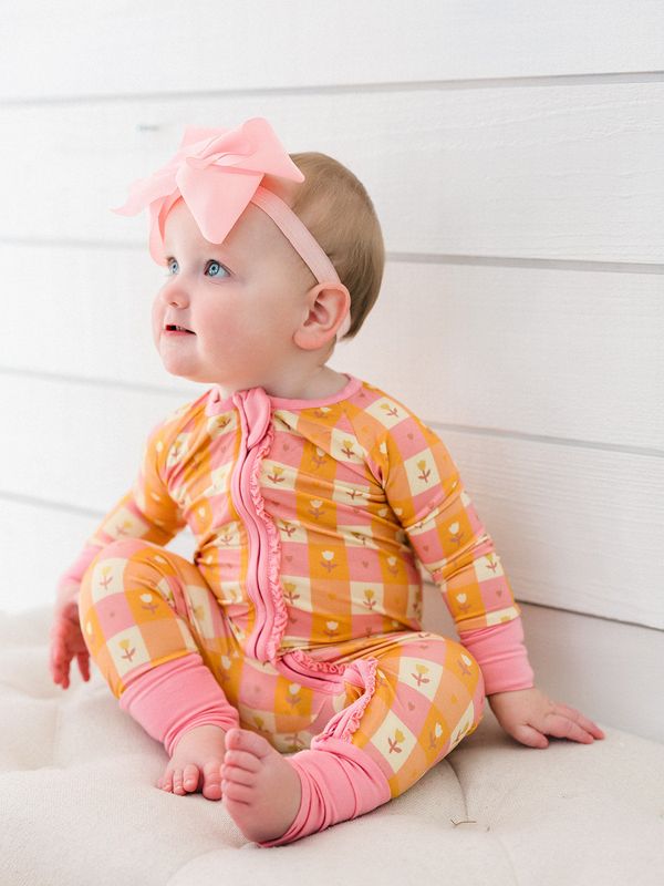 Autumn Blossom Ruffle Zipper Romper