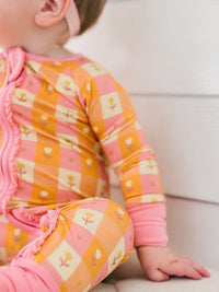 Autumn Blossom Ruffle Zipper Romper