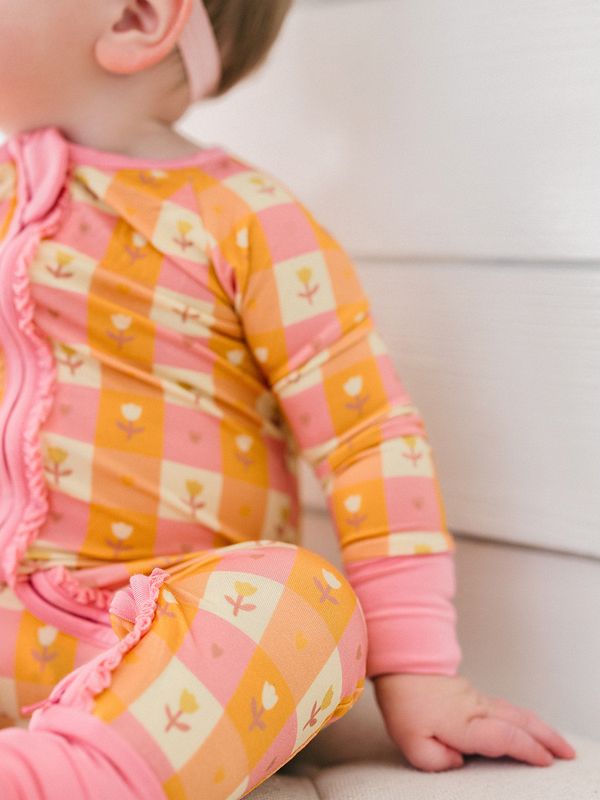 Autumn Blossom Ruffle Zipper Romper