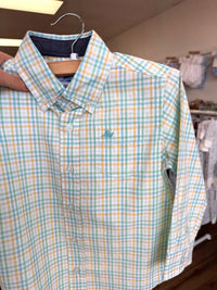 Green & Yellow Plaid Long Sleeve Dress Shirt