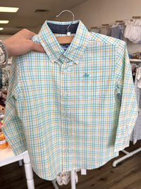 Green & Yellow Plaid Long Sleeve Dress Shirt