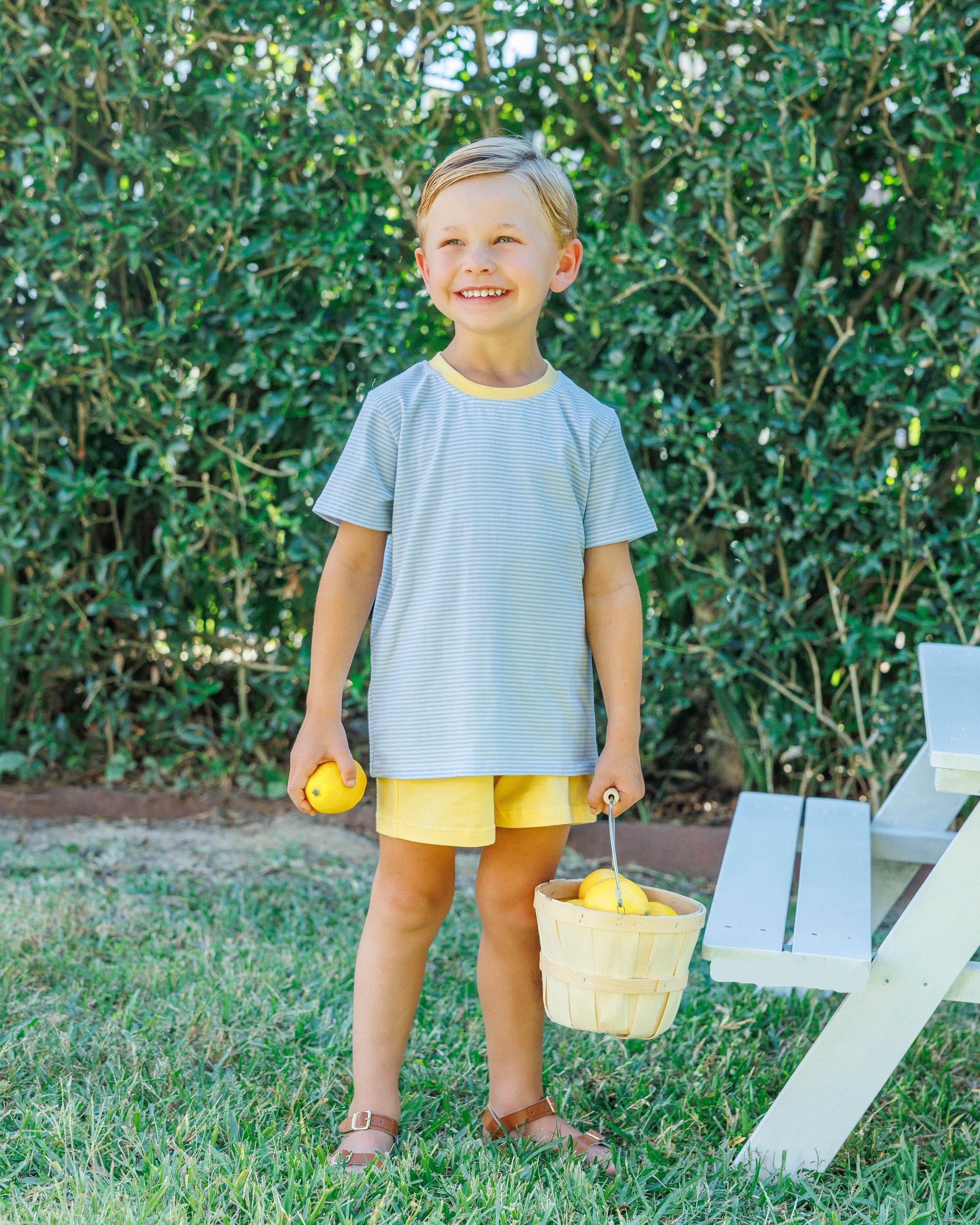 Graham Short Set- Light Blue Stripe & Yellow