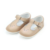Dottie Scalloped T-Strap Mary Jane in Latte