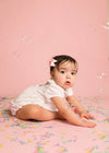 Essentials Solid Ruffle Bubble in White Pink