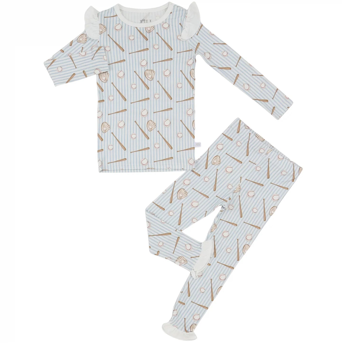 Girls Baseball Ruffle Loungewear Set