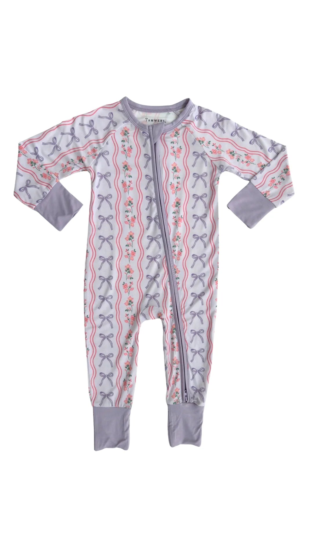 Purple Amelia Bow Zipper Sleeper