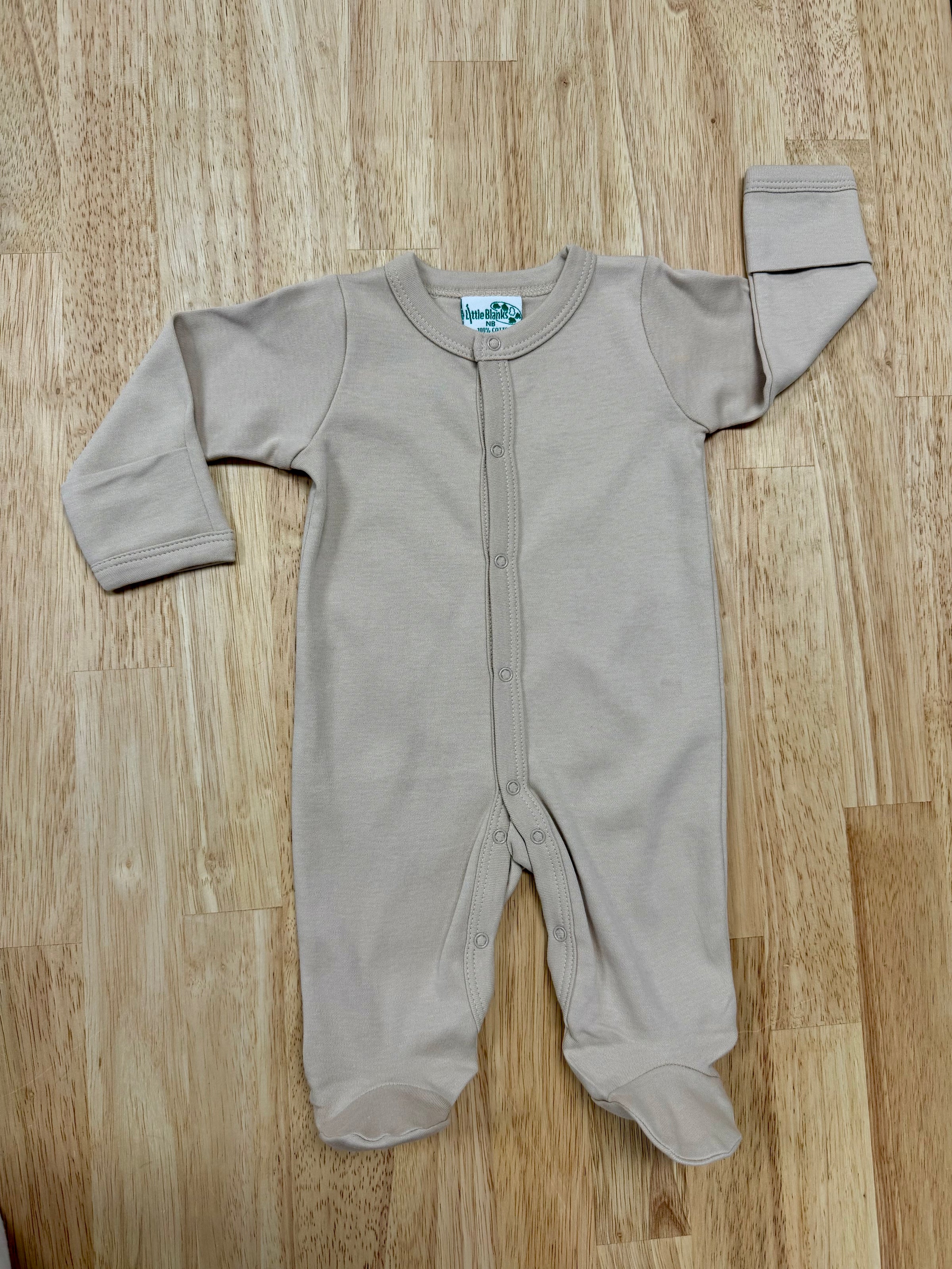 Solid Color Snap Footie - Light Brown
