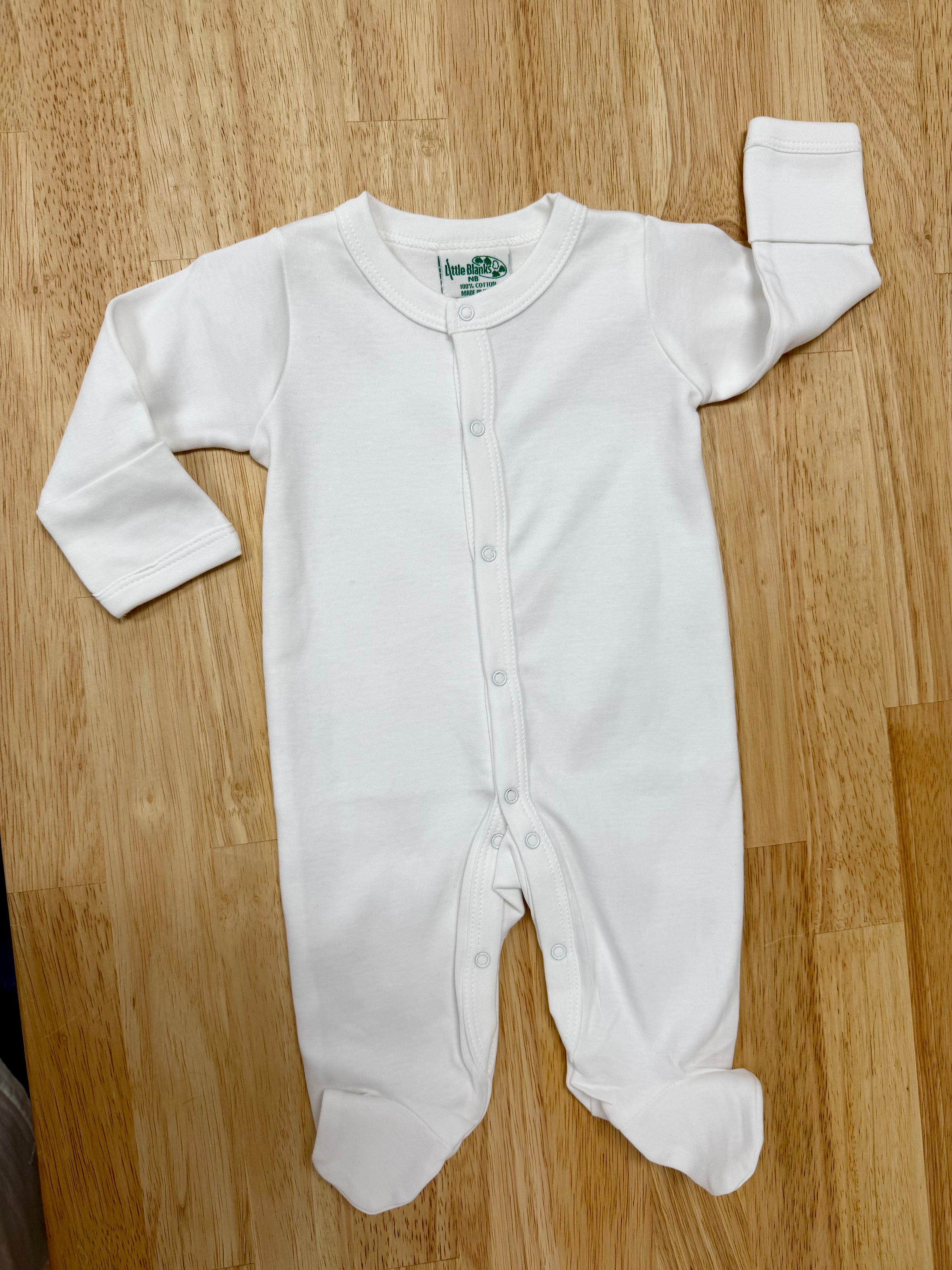 Solid Color Snap Footie - White