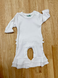 Baby Girl Bell Bottom Romper - White