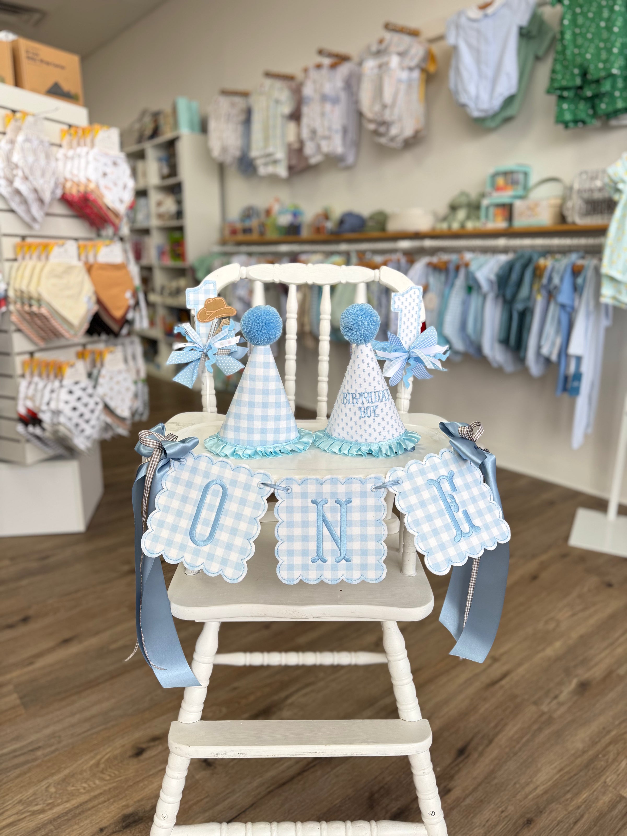 Blue Checkered Birthday Banner