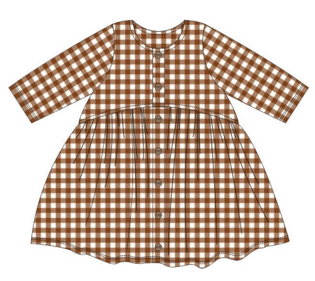 Mabel Dress - Burnt Orange Flannel