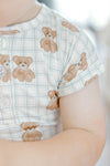 Blue Beary Cute Button Romper