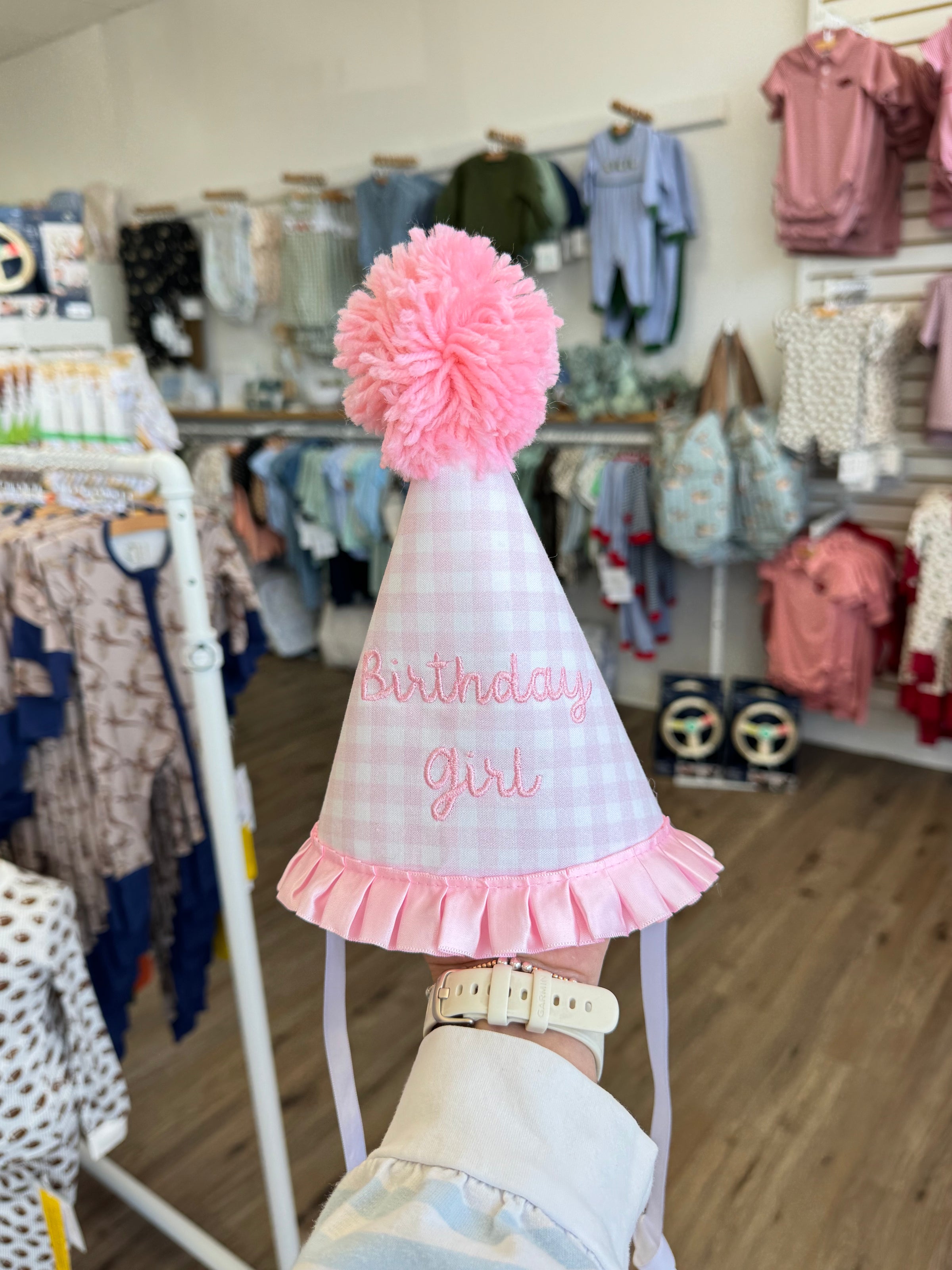 Birthday Girl Pink Checkered Birthday Hat
