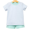 Blue Gingham and Mint Short Set