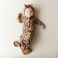Knotted Gown with Bow Set in Latte Leopard