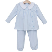Liam Bloomer Pants Set - Light Blue Windowpane