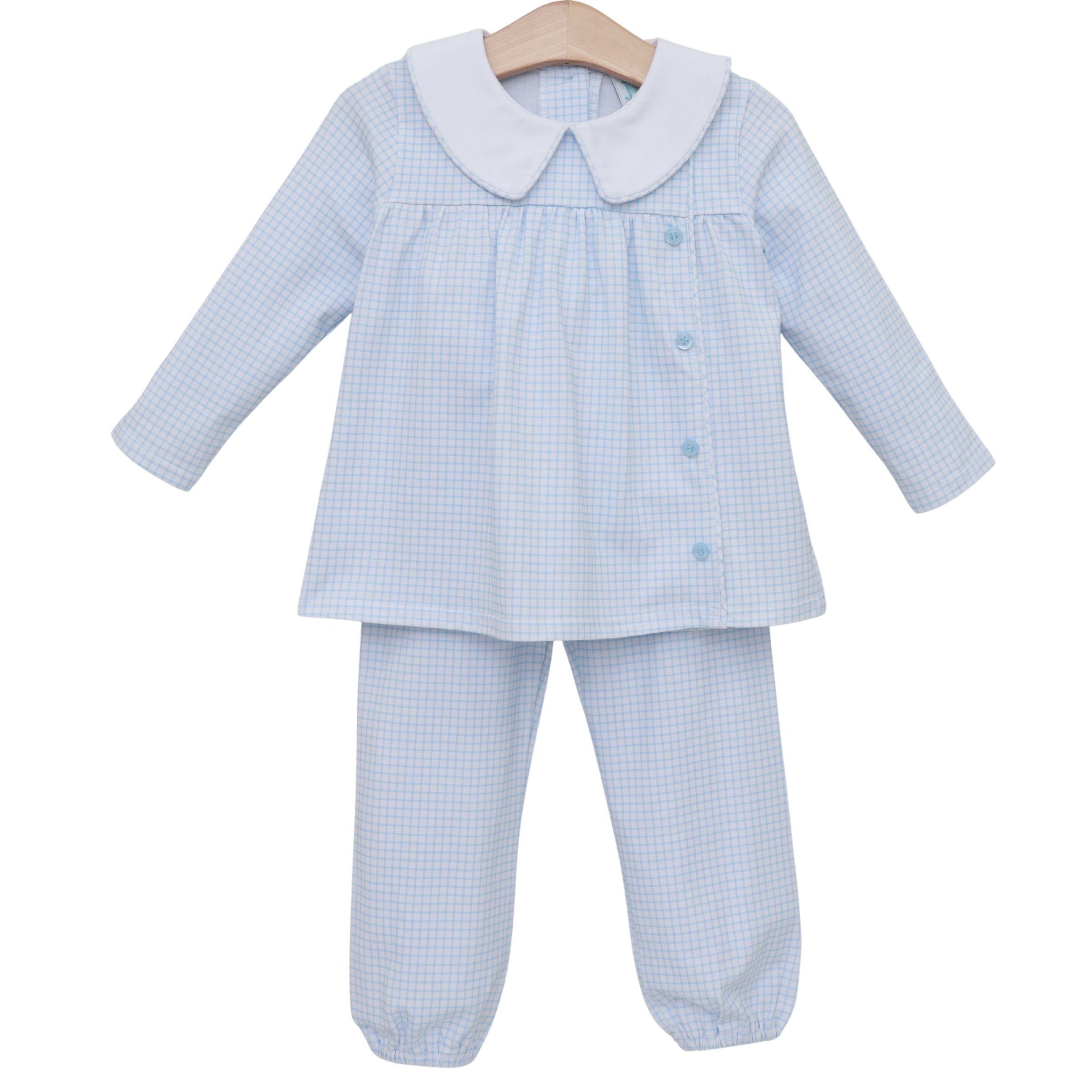 Liam Bloomer Pants Set - Light Blue Windowpane