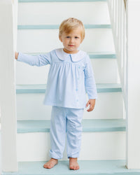 Liam Bloomer Pants Set - Light Blue Windowpane