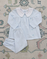 Liam Bloomer Pants Set - Light Blue Windowpane