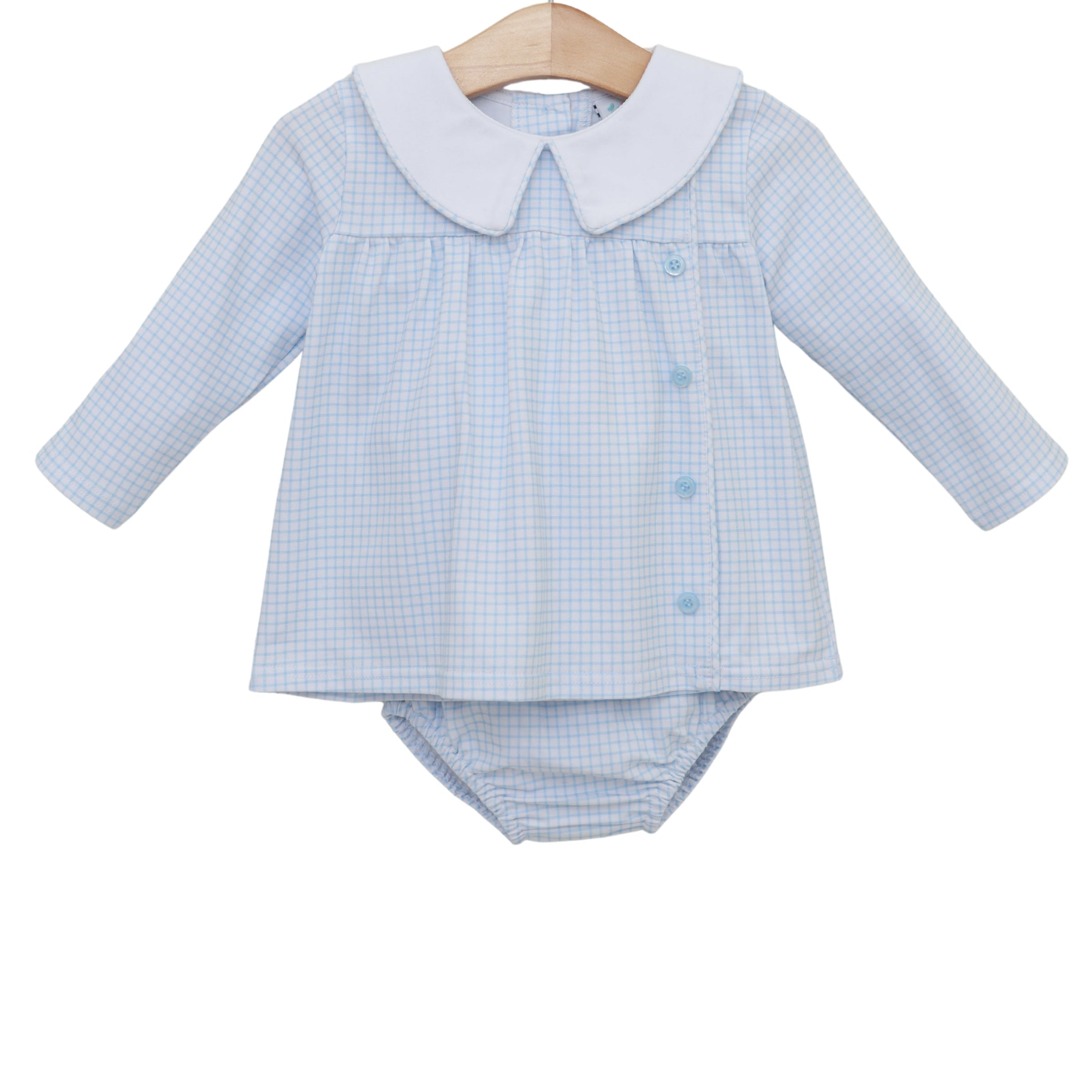 Liam Diaper Cover Set - Light Blue Windowpane