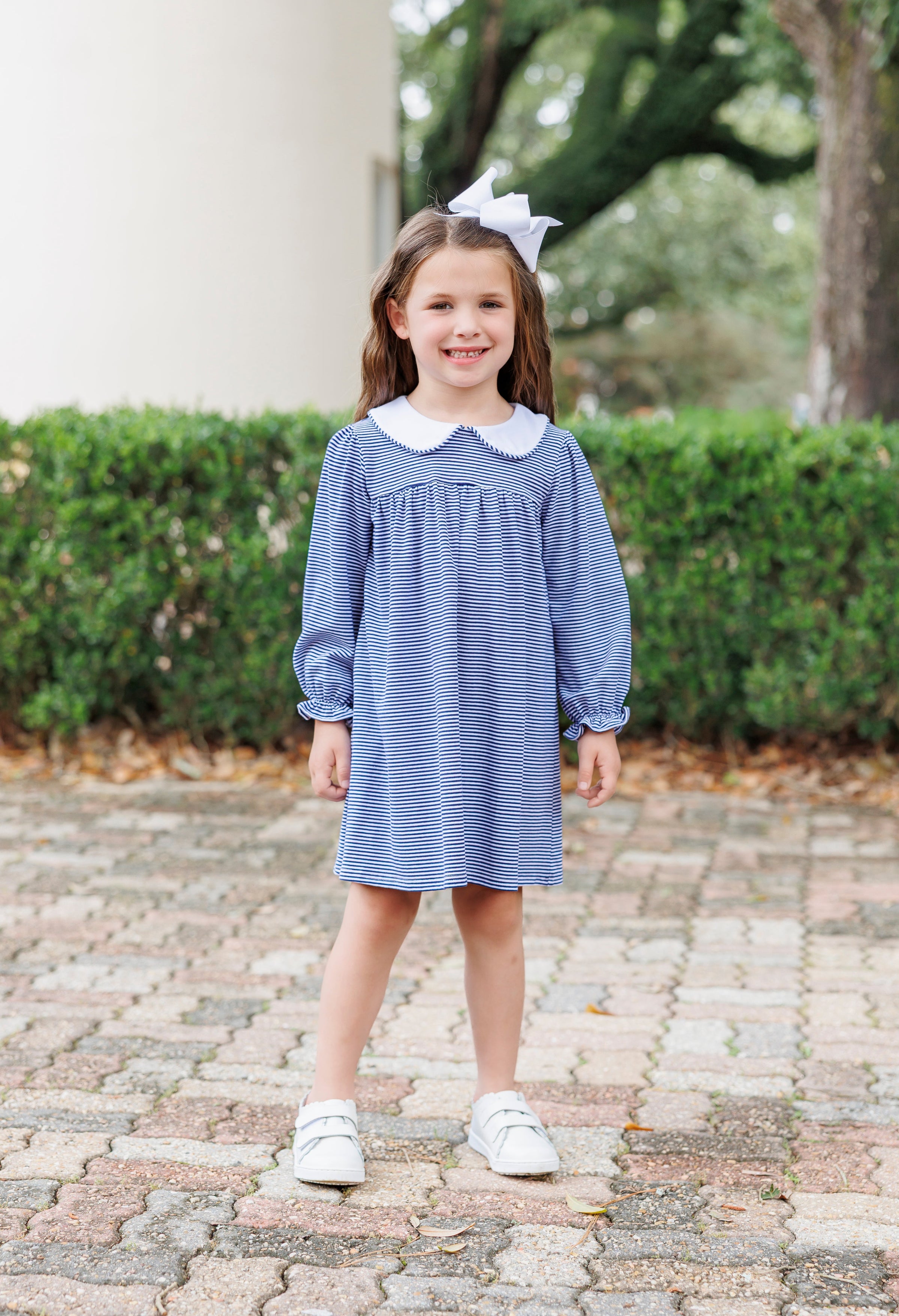 Lottie Dress - Navy Stripe