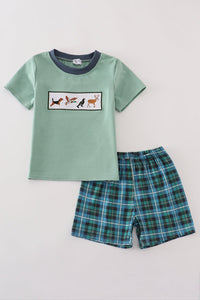 Hunting Plaid 2 Piece Shorts Set