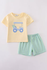 Golf Cart Applique 2 Piece Shorts Set