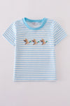 Blue Stripe Duck Embroidery Tee