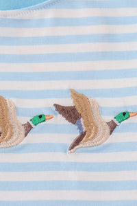 Blue Stripe Duck Embroidery Tee