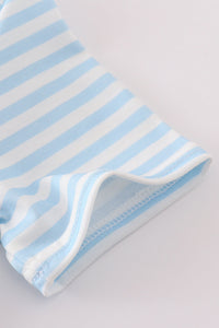 Blue Stripe Duck Embroidery Tee