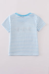 Blue Stripe Duck Embroidery Tee