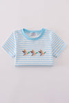 Blue Stripe Duck Embroidery Tee