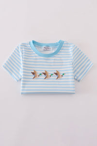 Blue Stripe Duck Embroidery Tee