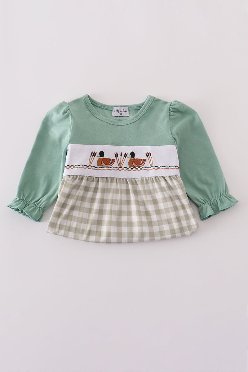 Mallard Duck Embroidery Ruffle Romper