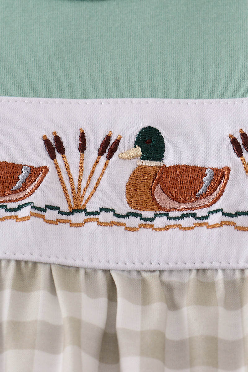 Mallard Duck Embroidery Ruffle Romper