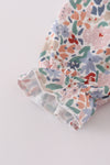 Blue Floral Print Ruffle Bubble