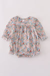 Blue Floral Print Ruffle Bubble
