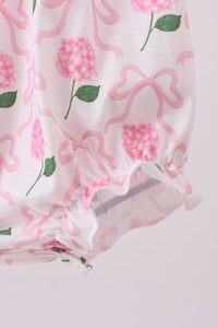 Pink Bow Hydrangea Smocked Bubble
