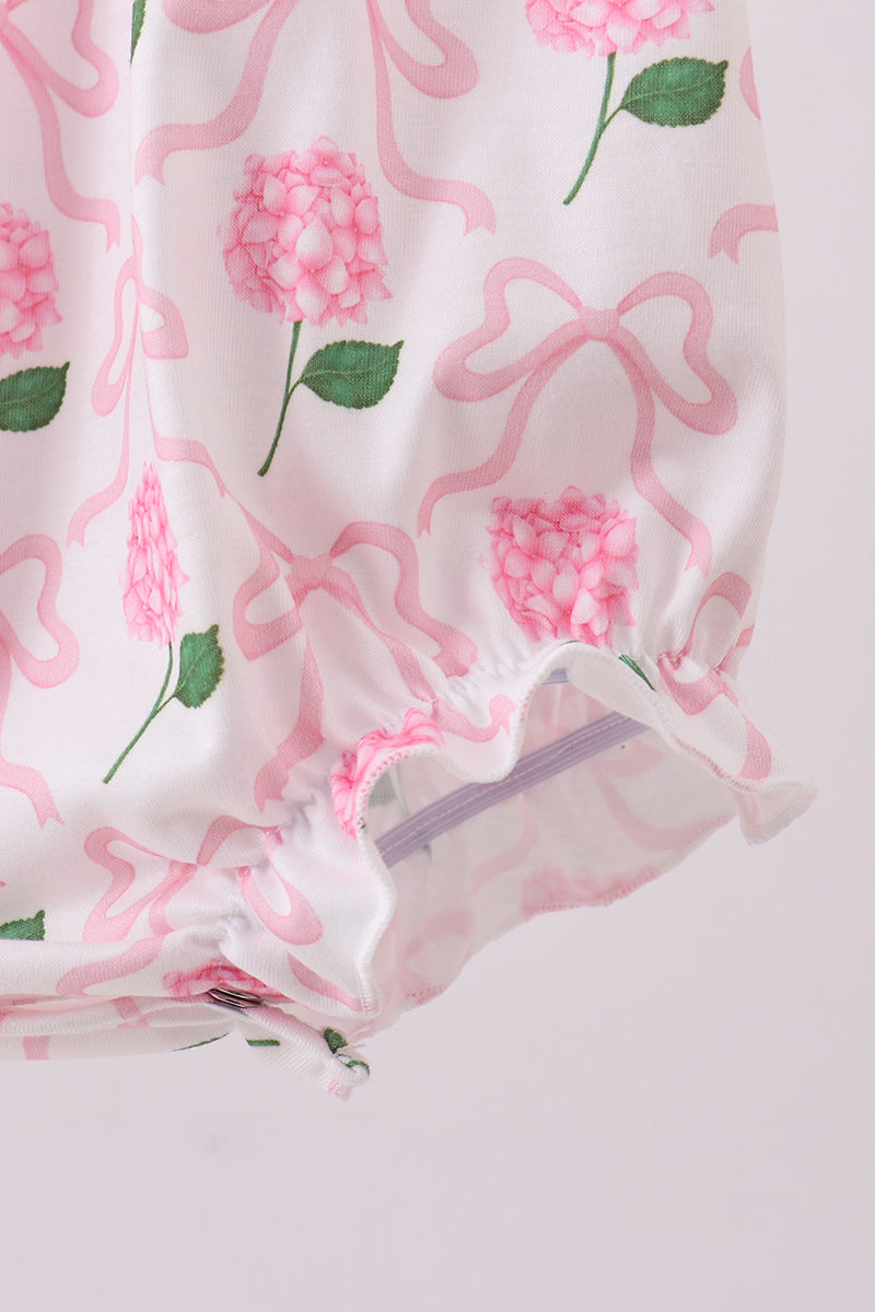 Pink Bow Hydrangea Smocked Bubble