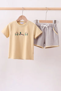 Duck Embroidered Short Two Piece Set