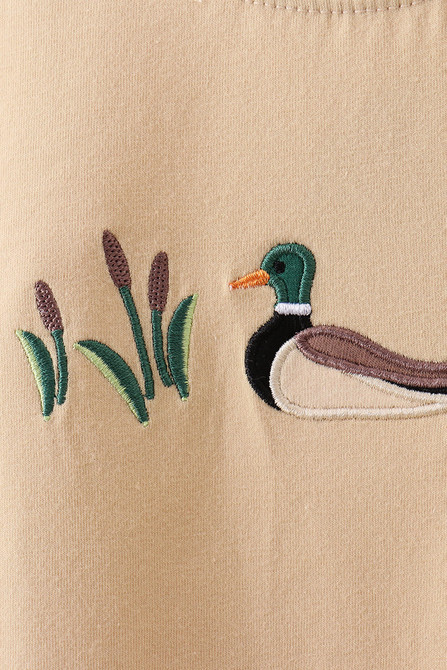 Duck Embroidered Short Two Piece Set