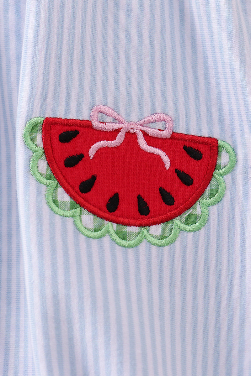 Watermelon Stripe Ruffle Bubble