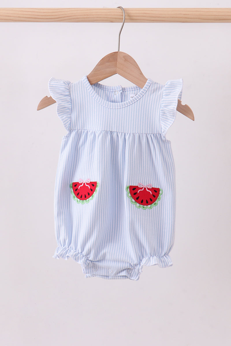 Watermelon Stripe Ruffle Bubble
