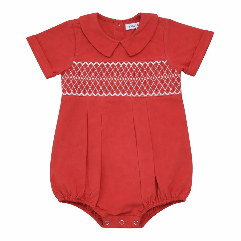 Joseph Red Smocked Bubble