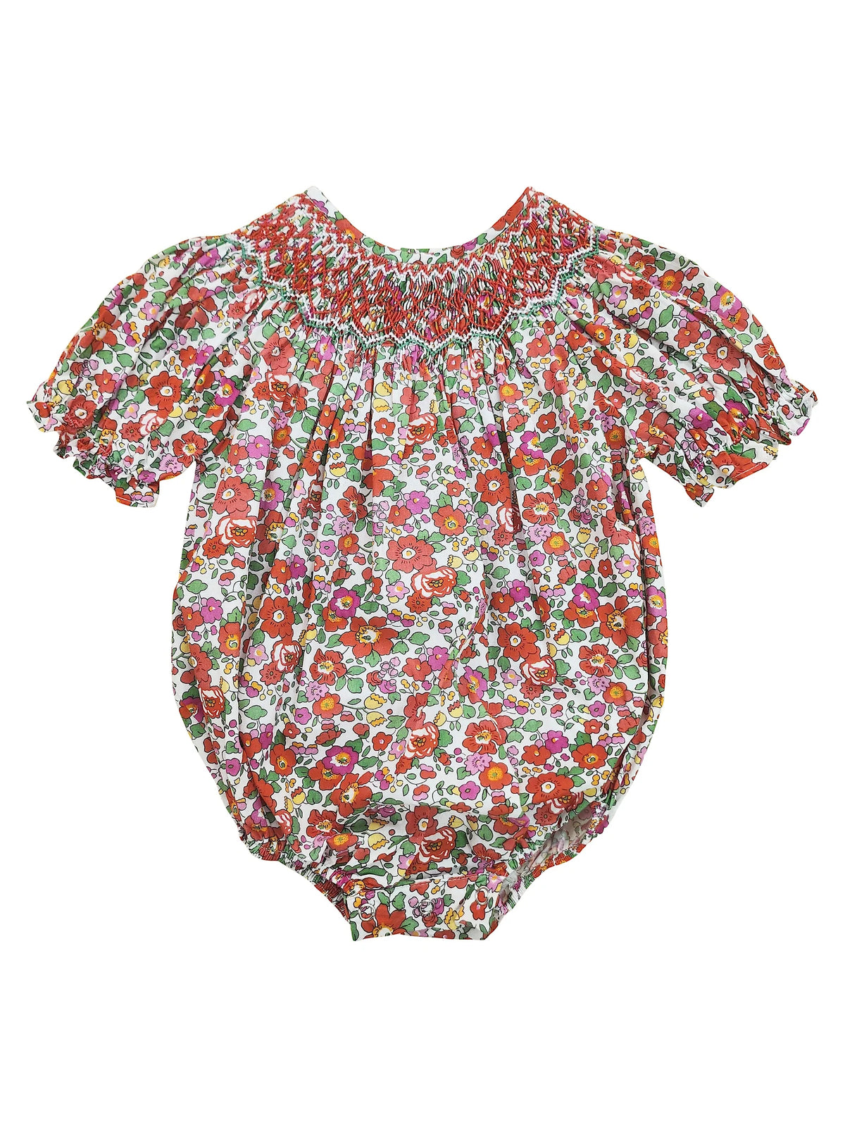 Scarlett Red Floral Print Smocked Bubble